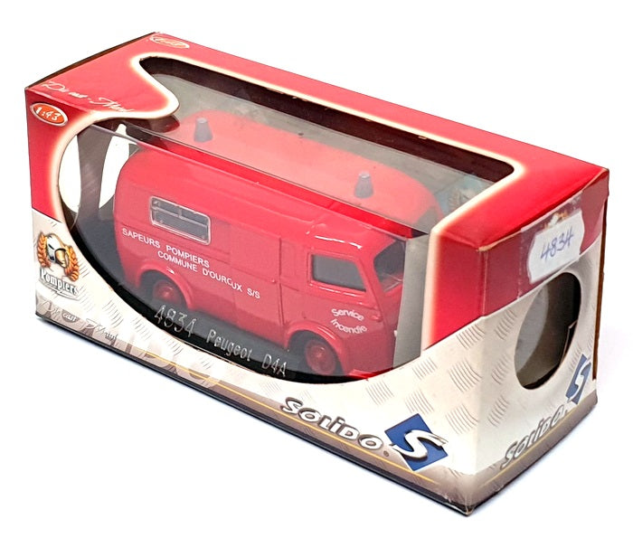 Solido 1/43 Scale 4834 - Peugeot D4A Pompiers Fire Van - Red