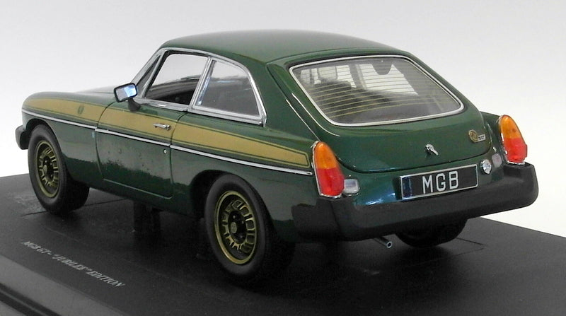 Universal Hobbies 1/18 Scale Diecast - 4458 MG MGB GT Jubilee Edition Green/Gold