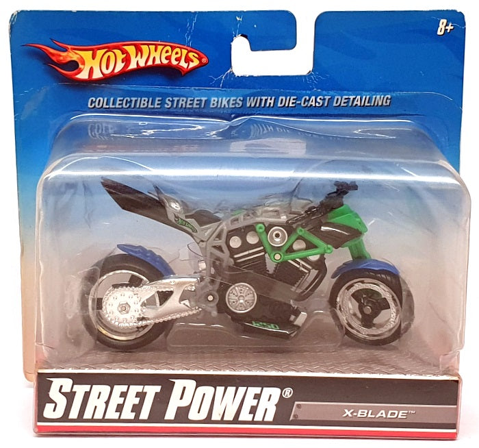 Hot Wheels 1/18 Scale R1090 - X-Blade Motorbike - Green/Grey/Blue