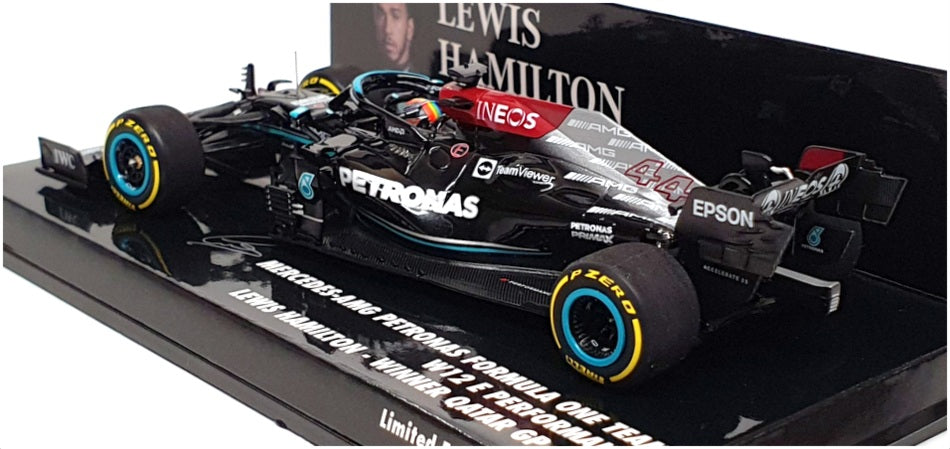 Minichamps 1/43 Scale 410 212144 - F1 Mercedes AMG 1st Qatar GP 2021 Hamilton