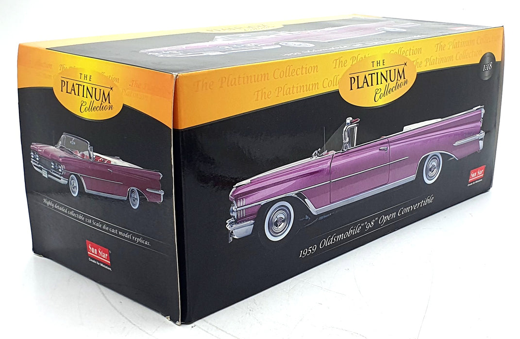 Sun Star 1/18 Scale 5236 - 1959 Oldsmobile "98" Open Convertible Burgundy Mist
