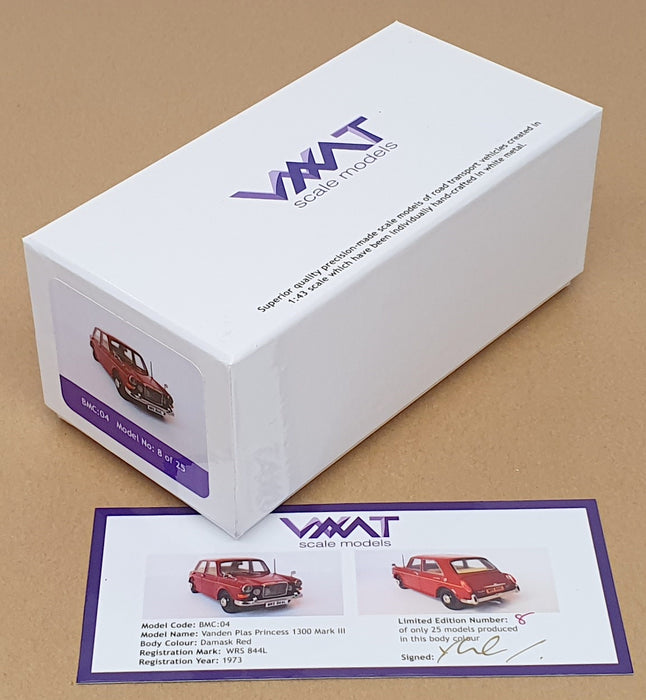 WMT 1/43 Scale BMC04 - 1973 Vanden Plas Princess 1300 Mk3 - Damask Red 1 Of 25