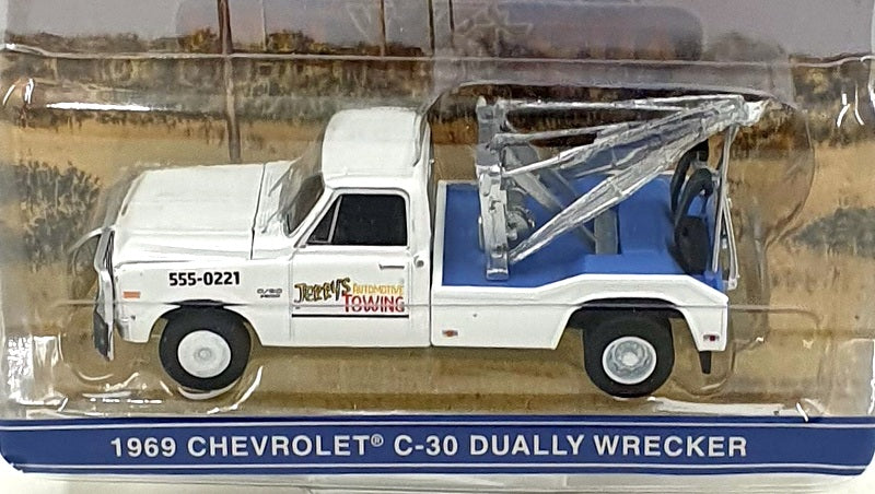 Greenlight 1/64 Scale 44965-B Fall Guy 1969 Chevrolet C-30 Dually Wrecker White