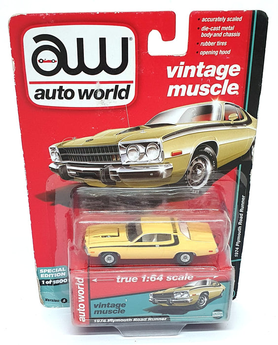 Auto World 1/64 Scale AWSP002 - 1974 Plymouth Road Runner - Yellow