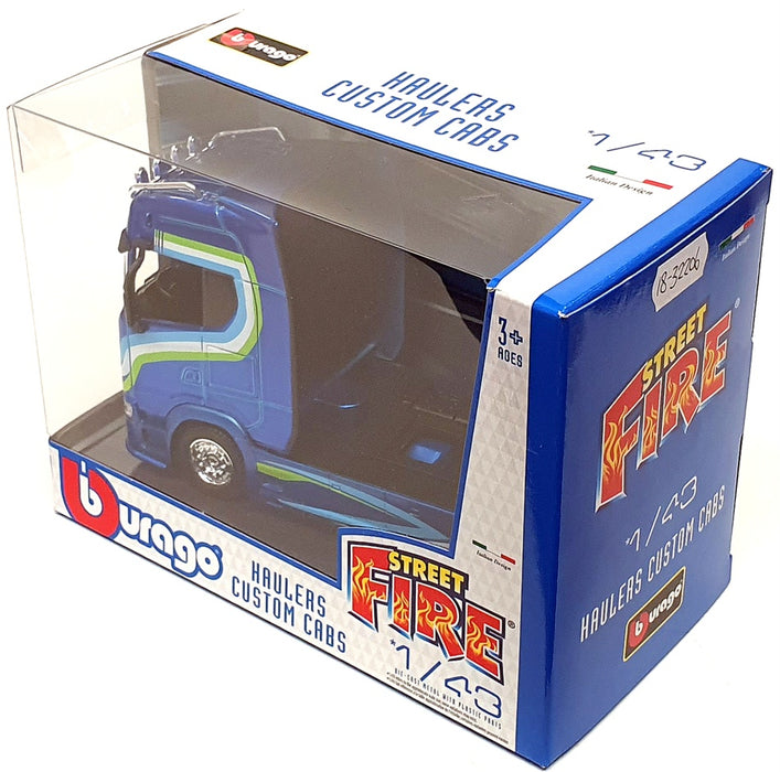 Burago 1/43 Scale Haulers Custom Cabs 18-32206 - Scania Truck - Blue