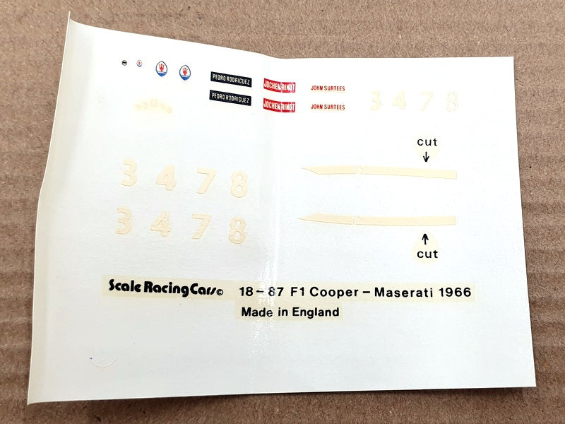 S.R.C. Models 1/43 Scale Unbuilt Kit 18-87 - 1966 F1 Cooper-Maserati Type 81