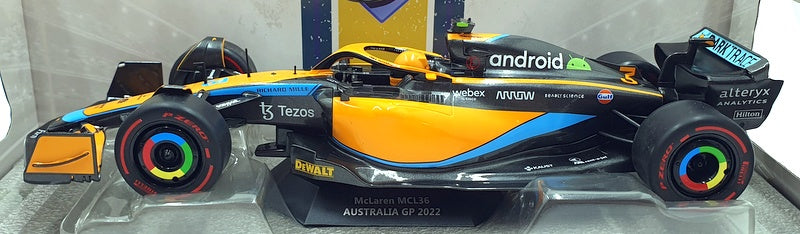 Solido 1/18 Scale Diecast S1809101 F1 McLaren MCL36 Australia 2022 Ricciardo