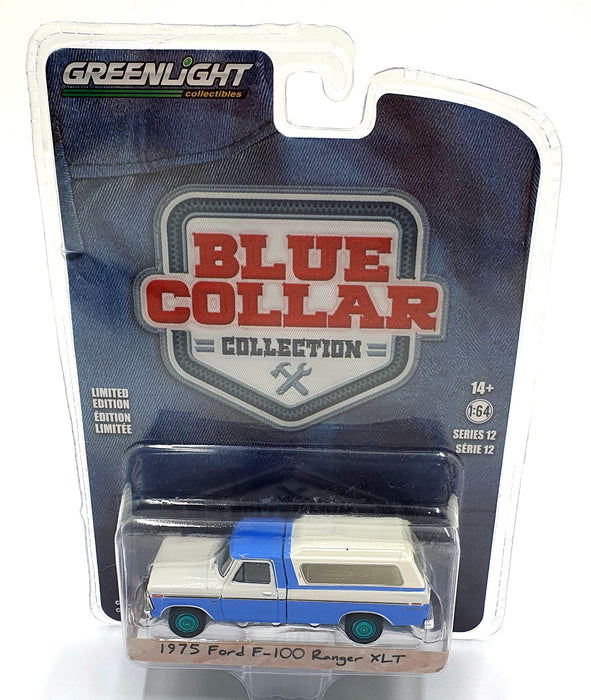 Greenlight 1/64 Scale 35260-F - 1975 Ford F-100 Ranger XLT Van - Blue/White