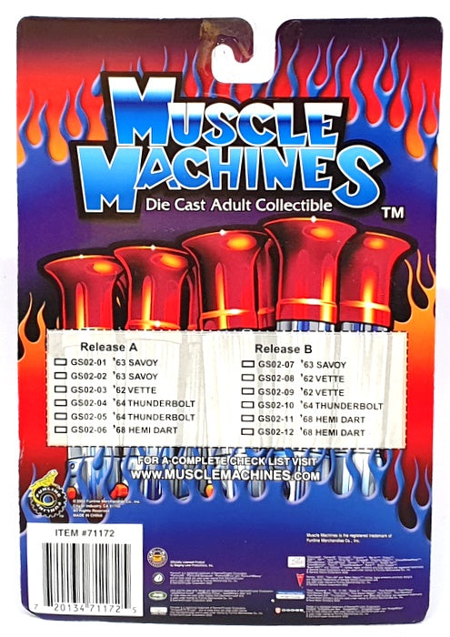 Muscle Machines 1/64 Scale 71172 GS02-08 - 1963 Chevrolet Corvette - Black/White