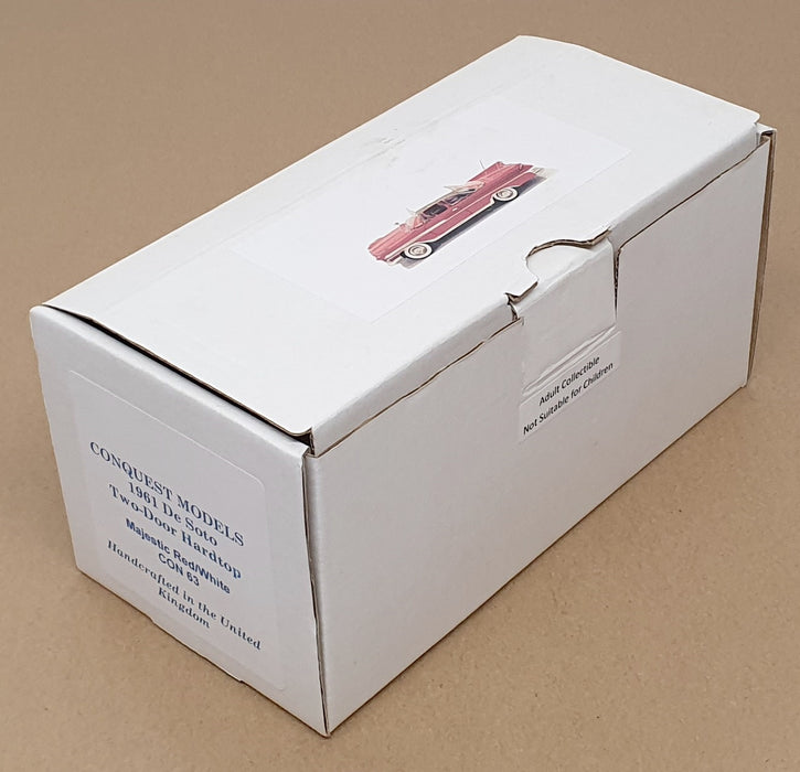 Conquest Models 1/43 Scale CON63 - 1961 Desoto 2Dr Hardtop - Majestic Red/White