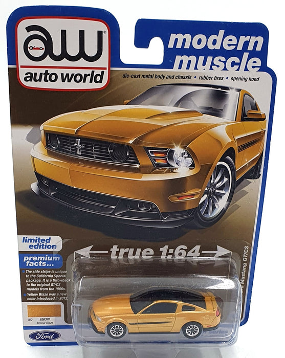Auto World 1/64 Scale AW64372 - 2012 Ford Mustang GT/CS - Yellow