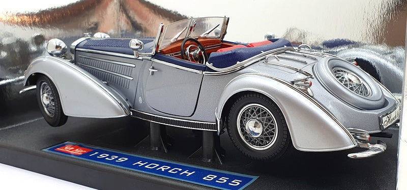 Sun Star 1/18 Scale Diecast 2403 - 1939 Horch 855 Roadster - Silver/Blue