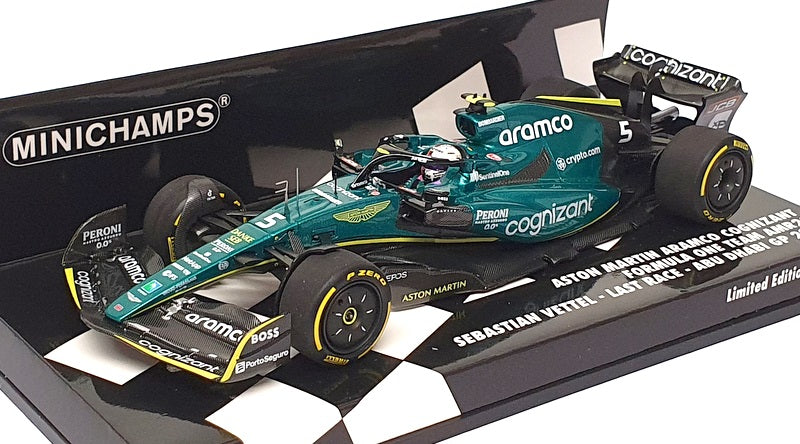 Minichamps 1/43 Scale 417 222205 F1 Aston Martin Last Race Abu Dhabi 2022 Vettel
