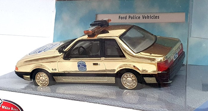 White Rose 1/43 Scale DEDF99084W - 1991 Ford Mustang Police Car - Met. Gold