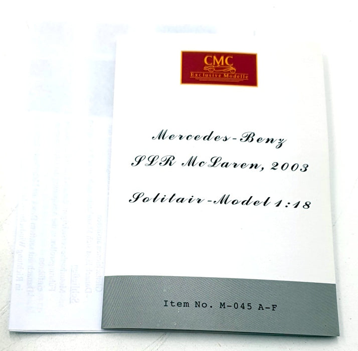 CMC 1/18 Scale Diecast M-045A Mercedes-Benz SLR McLaren 2003 - Red