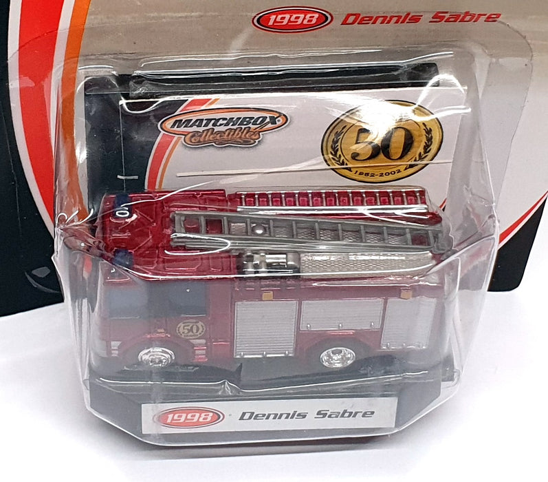 Matchbox 50 1952-2002 1/64 Scale 96978 - 1998 Dennis Sabre Fire Engine - Dk. Red