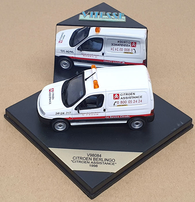 Vitesse 1/43 Scale V98084 - 1998 Citroen Berlingo Van Citroen Assistance - White
