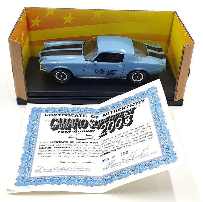 Ertl 1/18 Scale Diecast 29228P - 1970 1/2 RS Z/28 Camaro Superfest 2003 - Blue