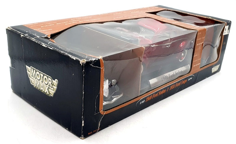 Motor Max 1/18-24 Scale 75152 - 1940 Ford Sedan Red - 1934 Ford Coupe Black