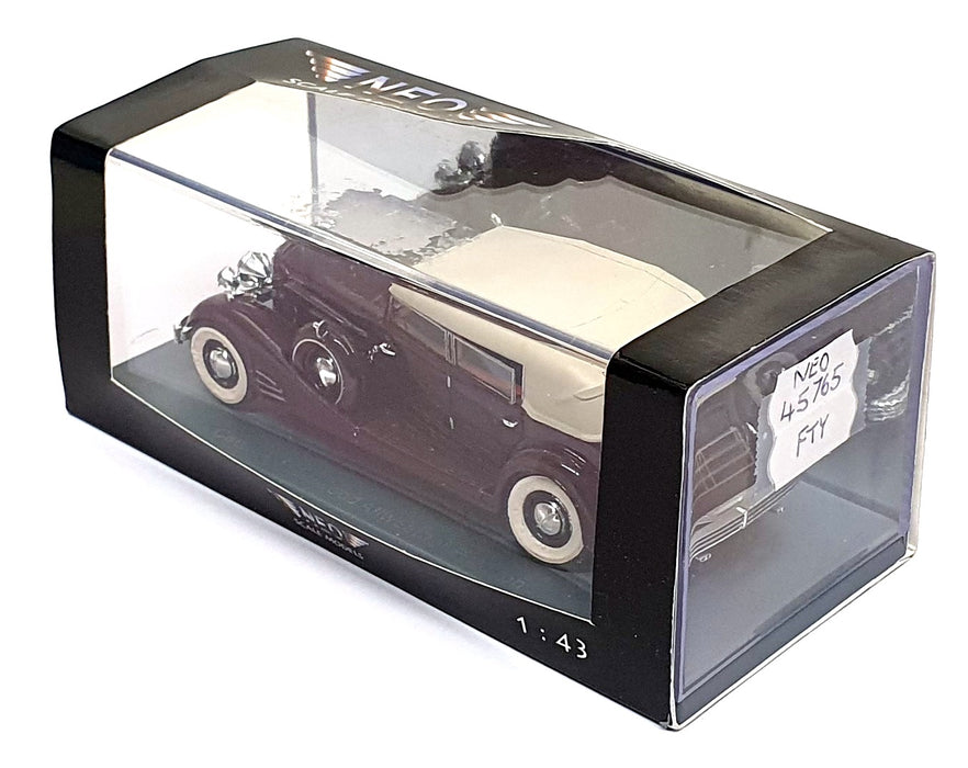 Neo 1/43 Scale 45765 - 1933 Cadillac Fleetwood Allweather Phaeton - Maroon