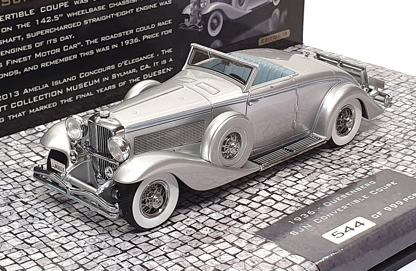 Minichamps 1/43 Scale 437 150330 - 1936 Duesenberg SJN Conv. Coupe - Silver
