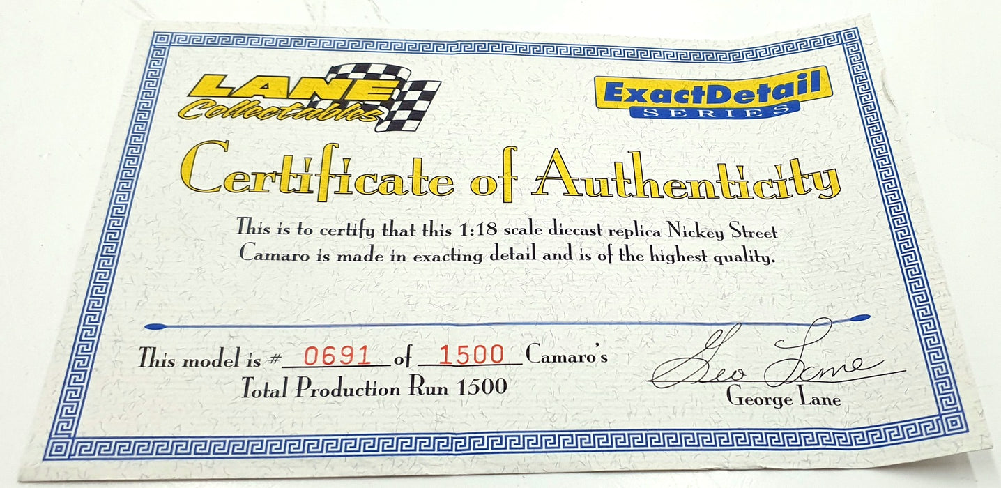 Exact Detail 1/18 Scale WCC240S - 1967 Nickey Chevrolet Camaro SS/RS 427 Blue