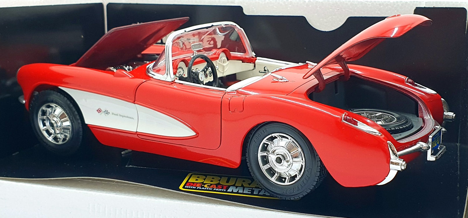 Burago 1/18 Scale Diecast 3024 - 1957 Chevrolet Corvette - Red/White