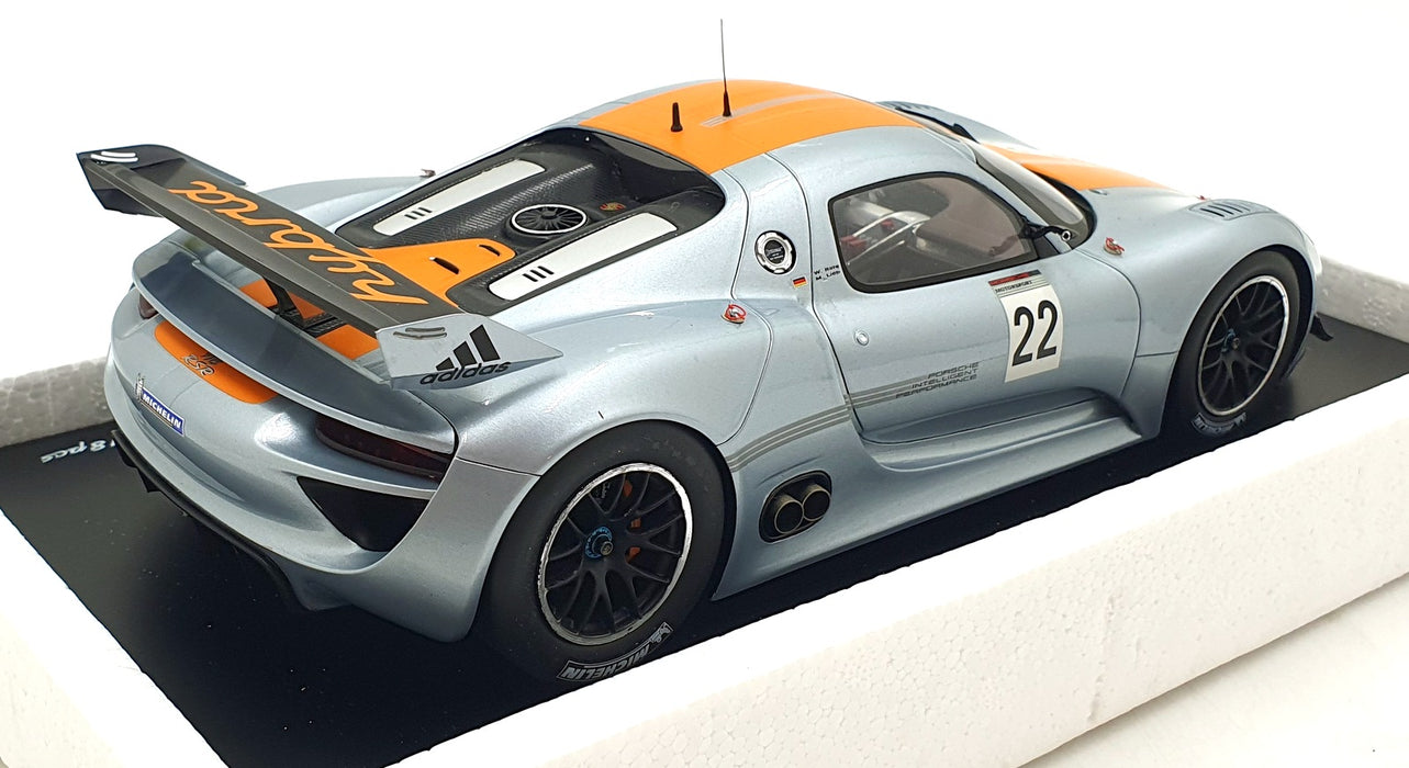 Spark 1/18 Scale Resin WAP 021015 OC - Porsche 918 RSR #22 - Silver/Orange