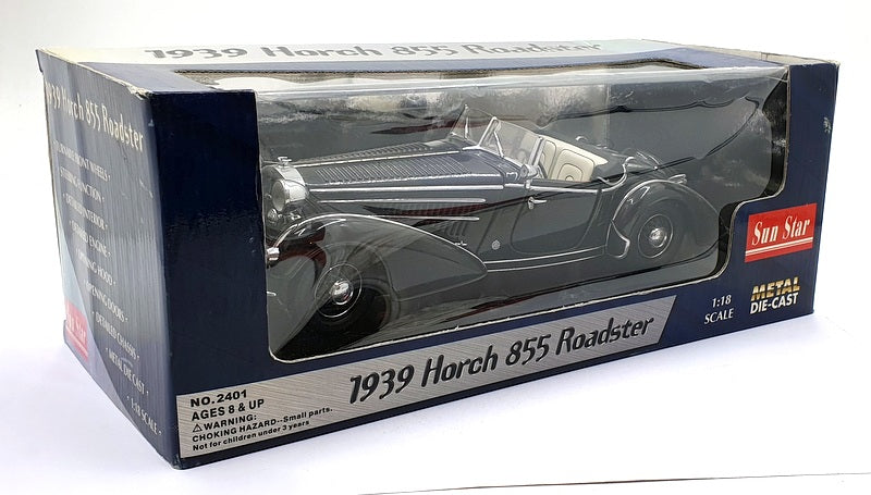 Sun Star 1/18 Scale Diecast 2401 - 1939 Horch 855 Roadster - Black
