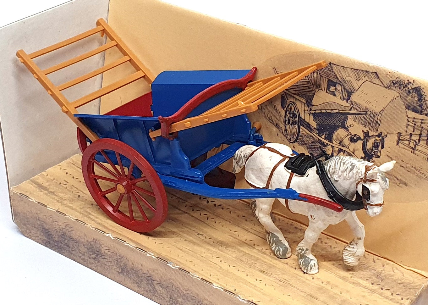 Britains 1/32 Scale 9499 - Tumbrel Cart And Horse - Blue/White
