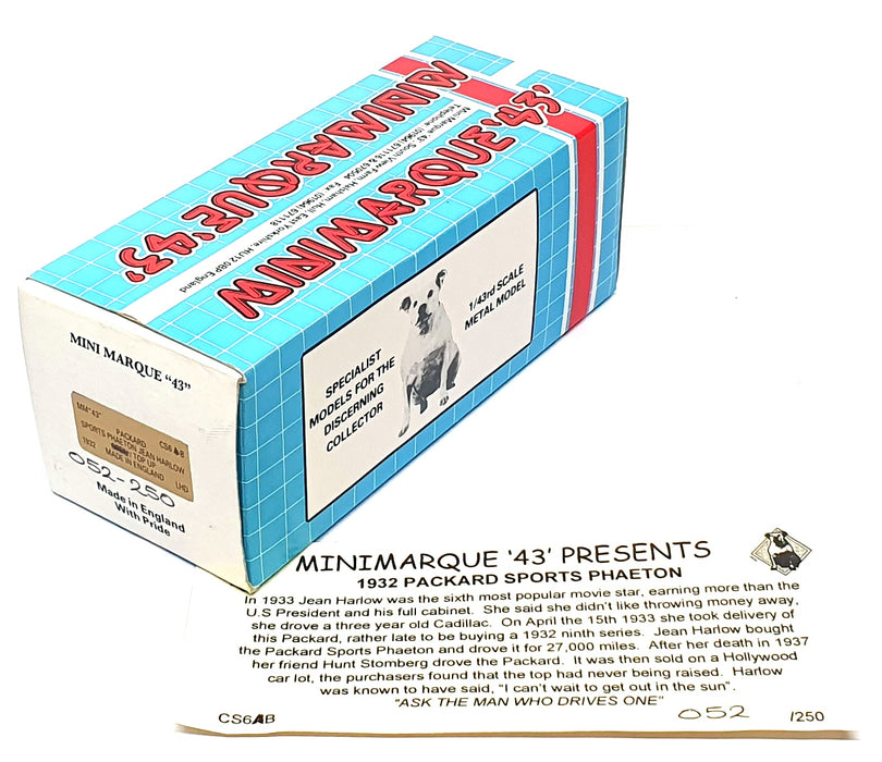 Minimarque 43 1/43 Scale CS6B 1932 Packard Sports Phaeton Jean Harlow - Met. Red