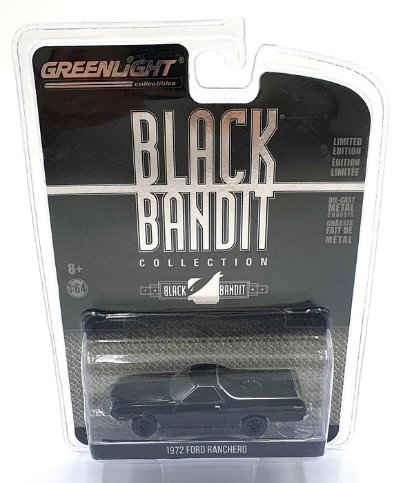 Greenlight 1/64 Scale 28010-B - 1972 Ford Ranchero Black Bandit - Black