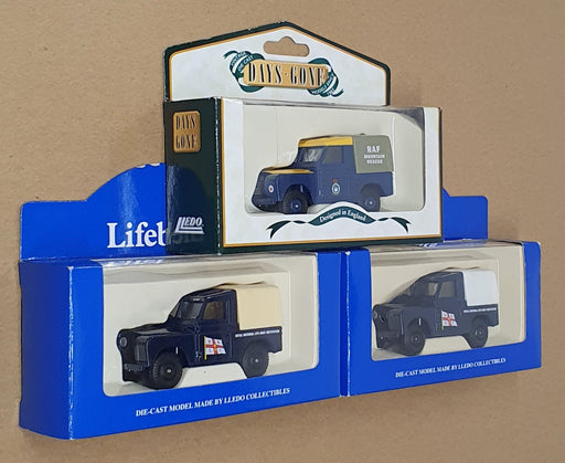 Lledo Diecast E086273 - Set Of 3 Land Rover Models 2 RNLI 1 RAF