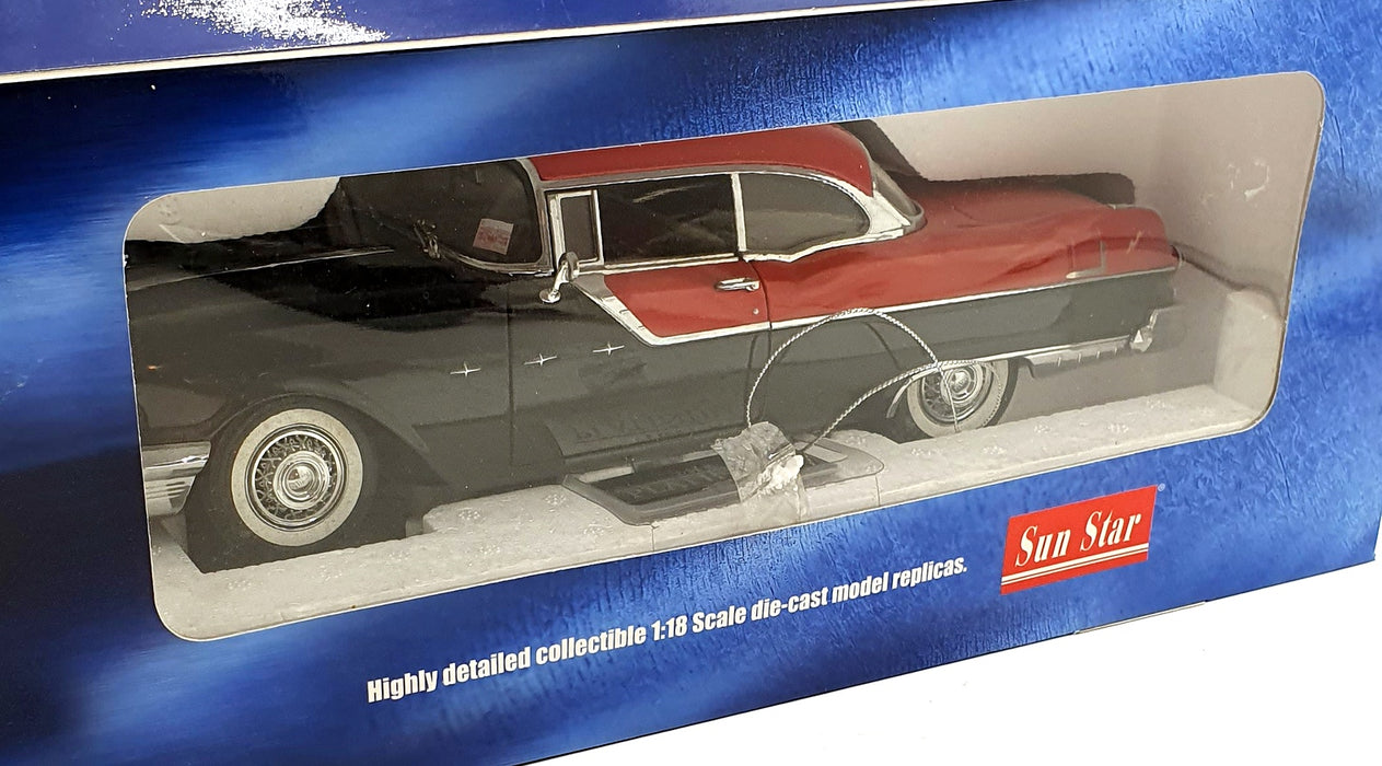 Sun Star 1/18 Scale 5042 - 1955 Pontiac Star Chief - Bolero Red/Raven Black