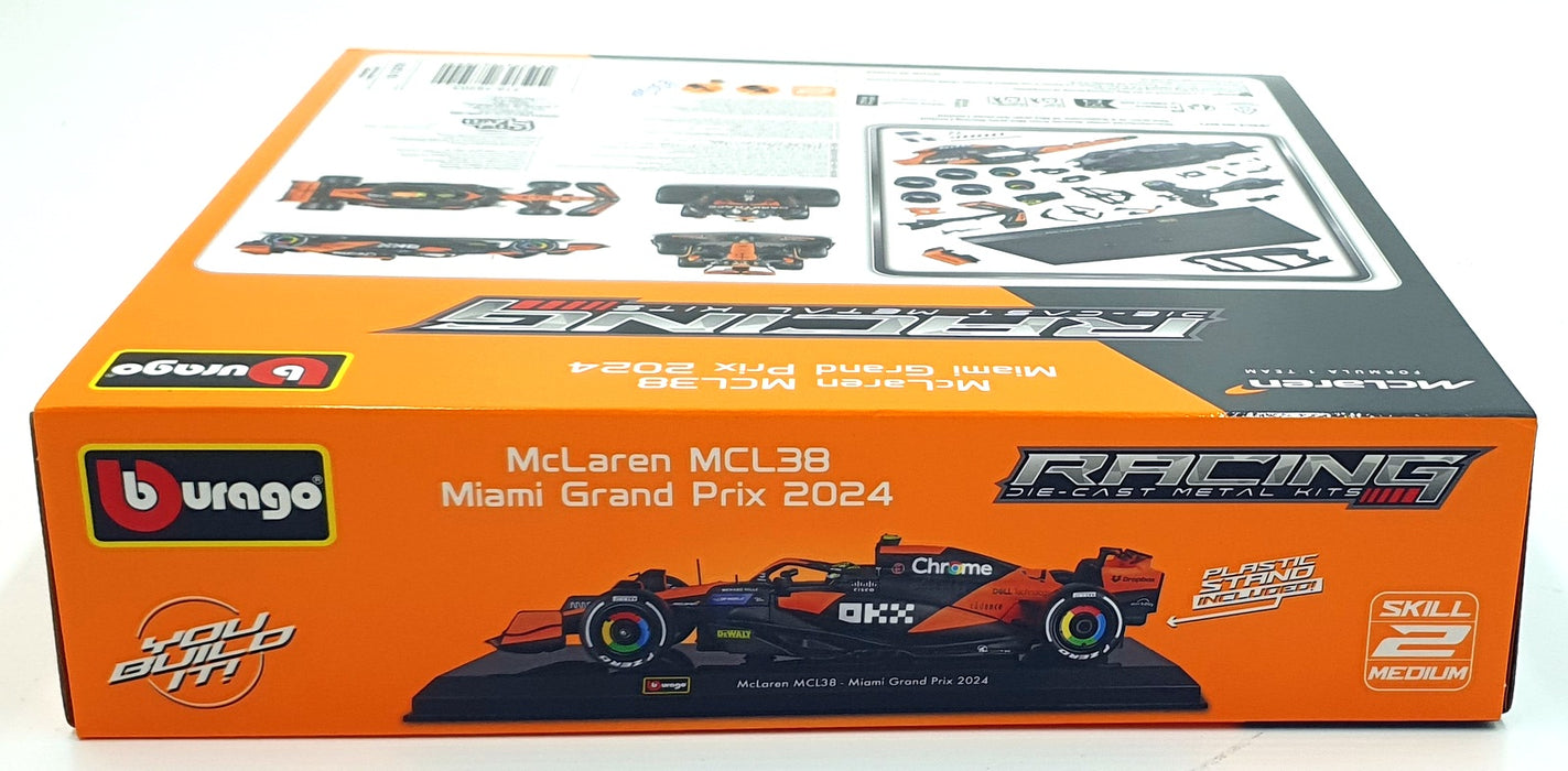 Burago 1/24 Scale Metal Kit 18-28504 - McLaren MCL38 #4 Miami GP 2024 - Norris