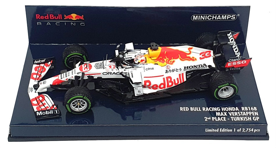 Minichamps 1/43 Scale 410 211633 - F1 Red Bull RB16B 2nd Turkish GP Verstappen