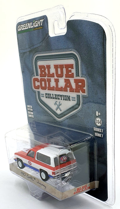 Greenlight 1/64 Scale 35160-D - 1990 GMC Jimmy Blue Collar - Blue/White/Red