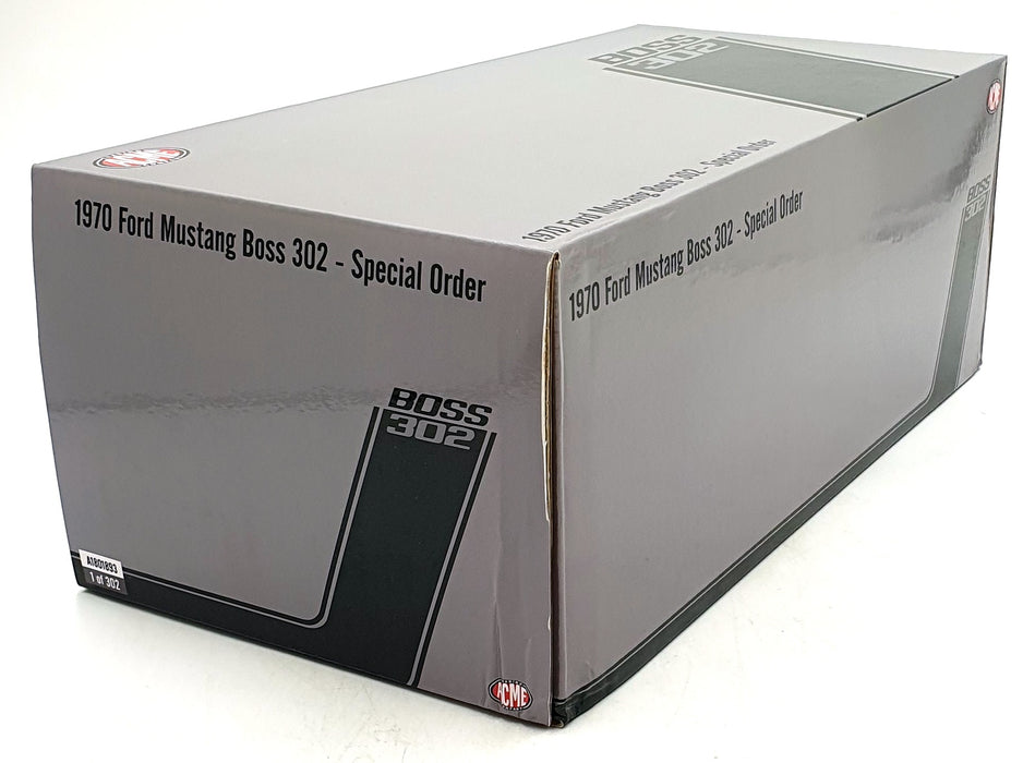 Acme 1/18 Scale Diecast A1801893 - 1970 Ford Mustang Boss 302 -Silver