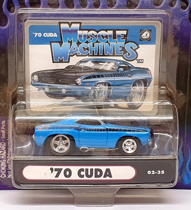 Muscle Machines 1/64 Scale 71161 02-35 - 1970 Plymouth Cuda - Blue