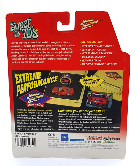 Johnny Lightning 1/64 Scale 459-01 - Super 70s 1973 Dodge Charger - Yellow