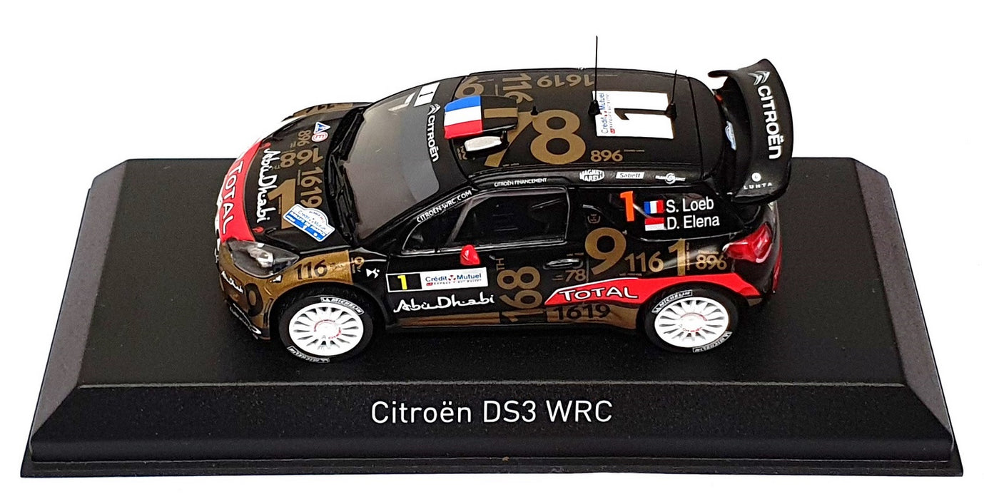 Norev 1/43 Scale 155361 - Citroen DS3 WRC #1 France Rally 2013 Loeb/Elena