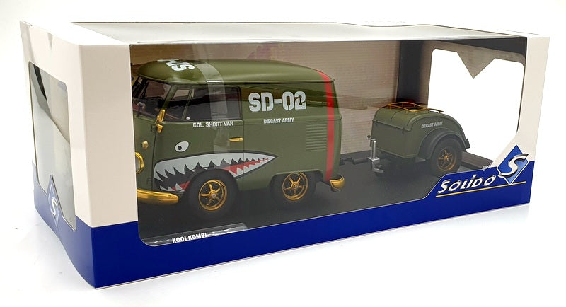 Solido 1/18 Scale Diecast S1810901 VW Kool Kombi Army Fighter 2023 SD-02 Khaki