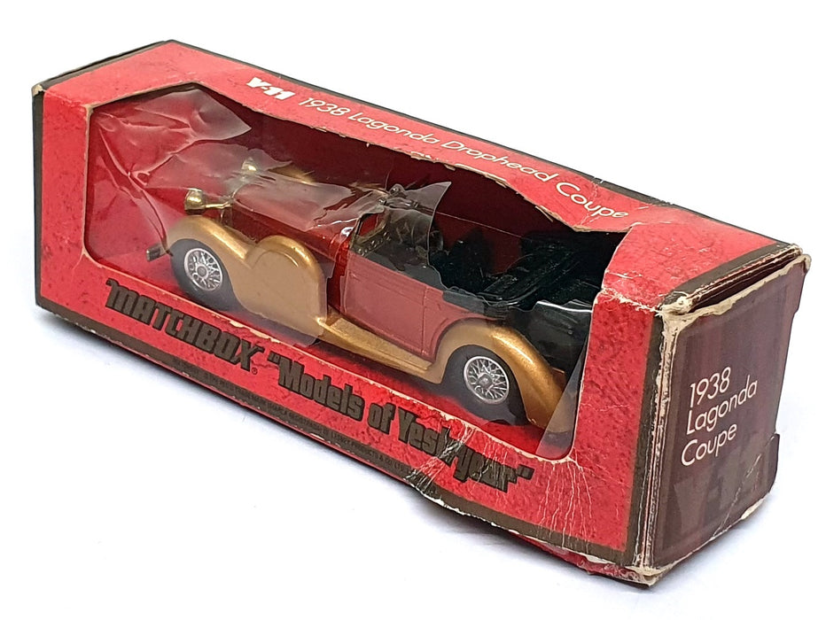 Matchbox Models of Yesteryear Y-11 - 1938 Lagonda D/Head Coupe - Met. Red/Gold
