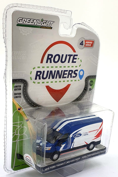 Greenlight 1/64 Scale 53040 - 2019 Ford Transit LWB High Roof - Blue/White