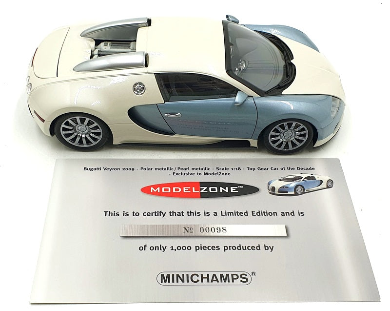 Minichamps 1/18 Scale 519 101100  - Bugatti Veyron Top Gear - White/Blue