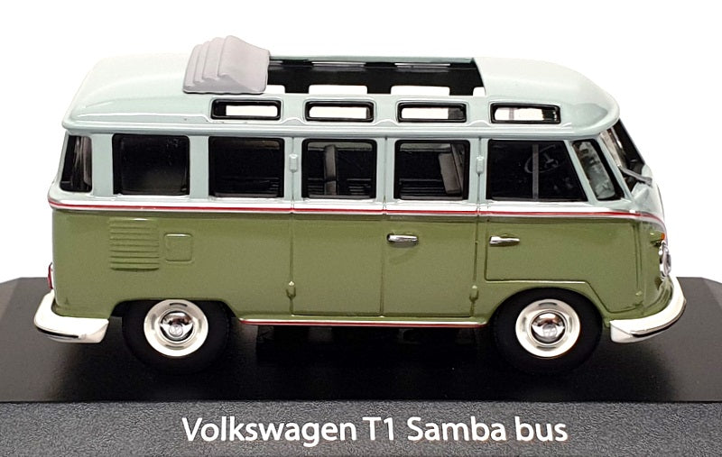 Maxichamps 1/43 Scale 940 052300 - 1963 Volkswagen T1 Samba Bus - Grey/Green