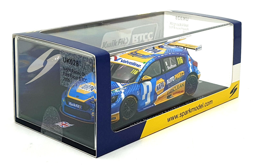 Spark 1/43 Scale UK028 - NAPA Racing UK Ford Focus #116 BTCC 2025 - Sutton