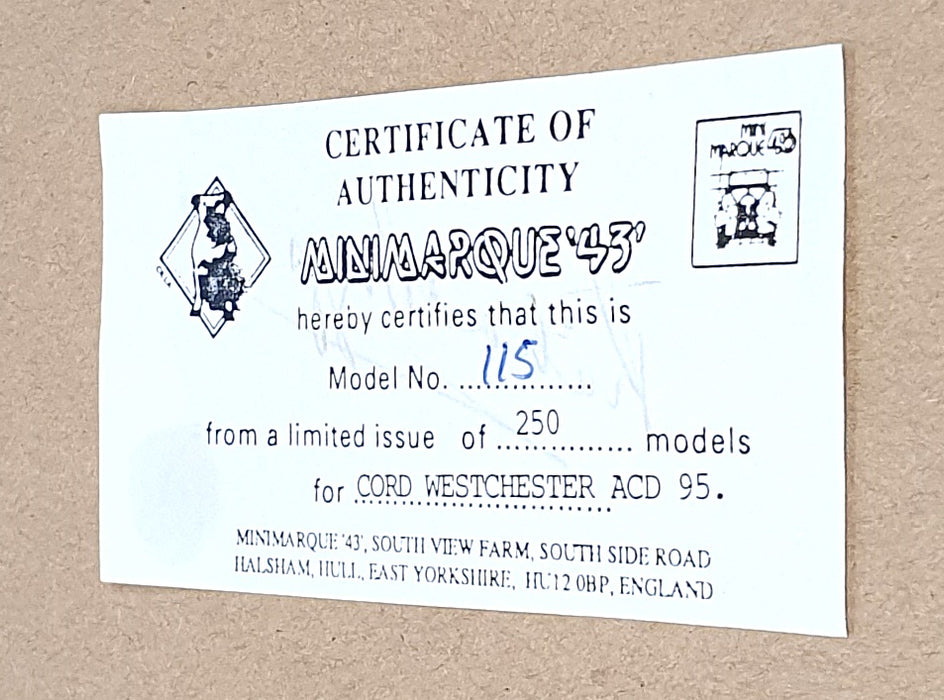 Minimarque 43 1/43 Scale US47 - 1935-36 Cord Westchester ACD Car Of The Year '95