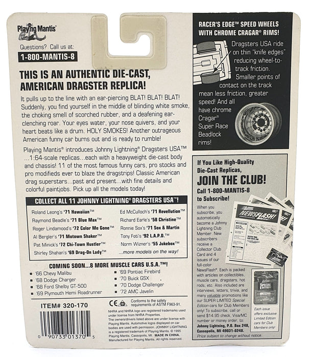 Johnny Lightning 1/64 Scale 320-170 Dragsters USA 1972 Colour Me Gone Lindamood