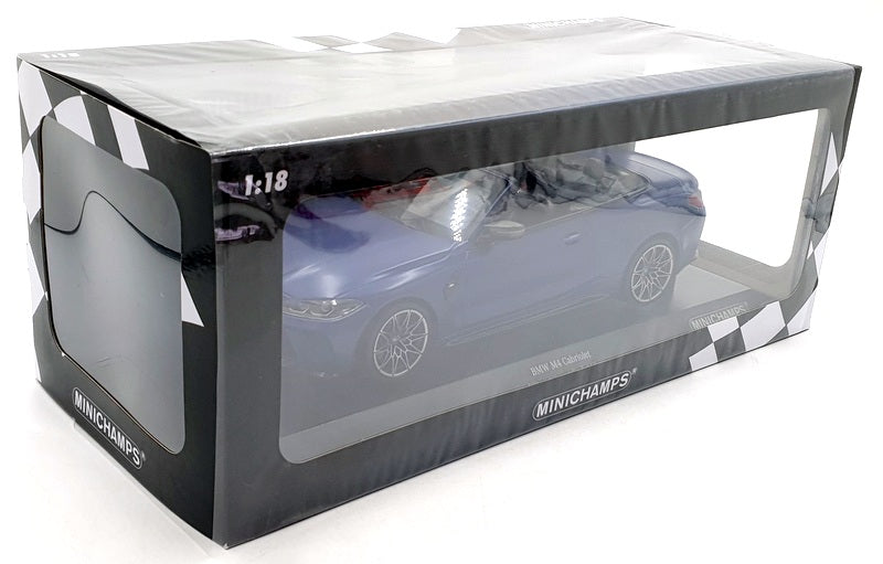 Minichamps 1/18 Scale Diecast 155 021030 - BMW M4 Cabrio 2021 - Matt Blue Met